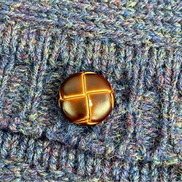 Vintage Flannery Blue‎ Ireland 100% Wool V-Neck Cardigan Sweater - Picture 6 of 11